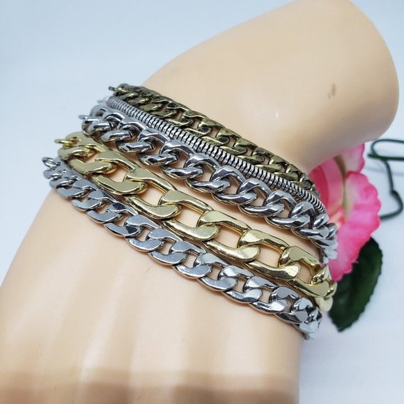 Jenny Bird Jewelry - Jenny Bird Austin Cuff Mixed Metal Stacked Layered Chain Bracelet